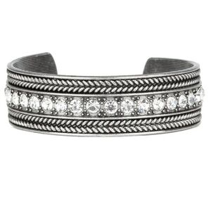 Silver Braided Style Rhinestone Cuff Bracelet NWOTS